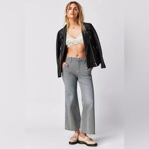 MOTHER The Roller Crop Prep Ankle Pant Blue Stripe 28 Anthropologie Free People